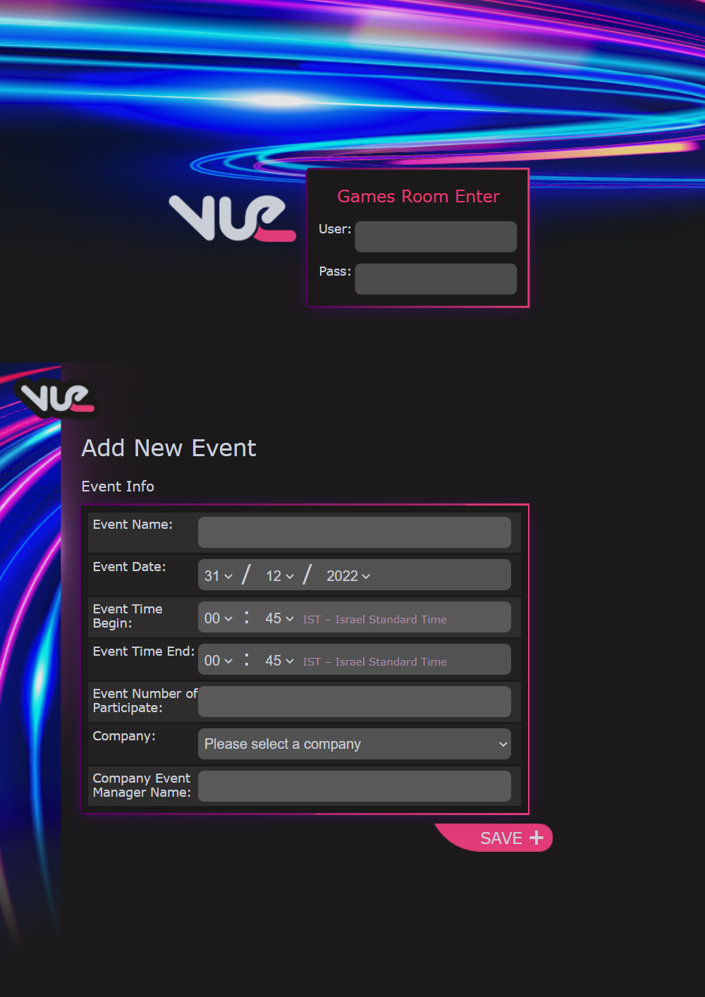 VUE | Gaming platform Back office design