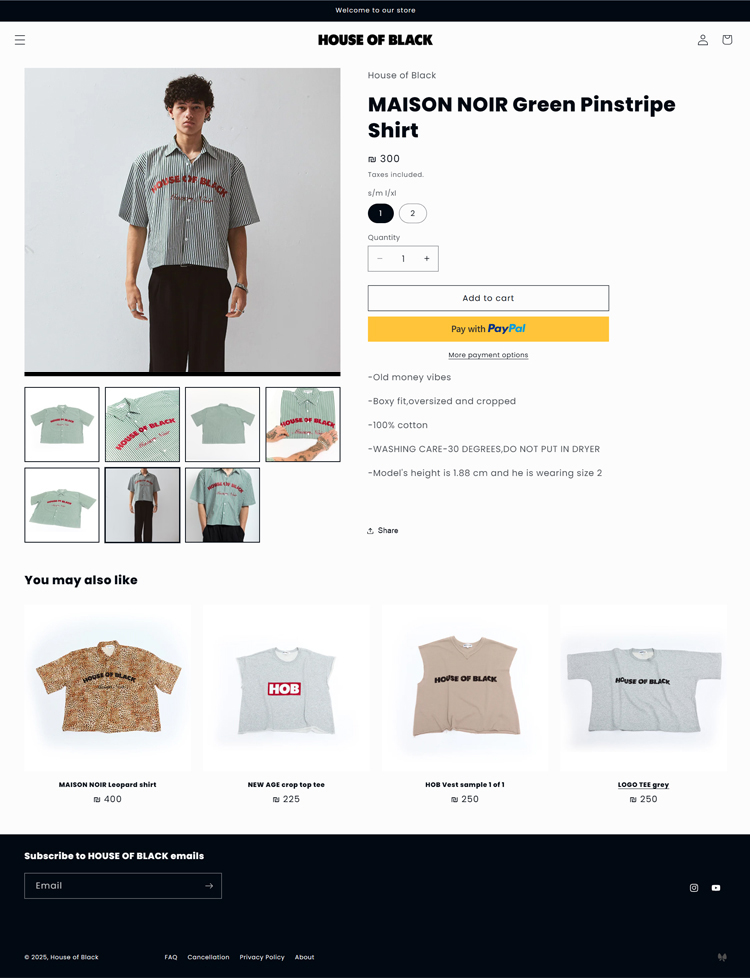 Shopify E-Commerce Product Page Design.